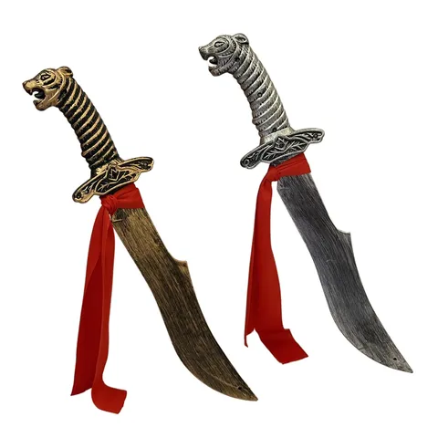 Espada de Utilería de Plástico Retro Leopardo Con Cinta Roja Espada Cosplay Creativa para Halloween Navidad Fiesta Actuación