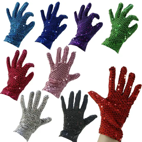 Paillettenhandschuhe für Erwachsene Mehrfarbig Glänzende Tanzhandschuhe für Bühnenaufführungen Party Nachtclub Damen Accessoires