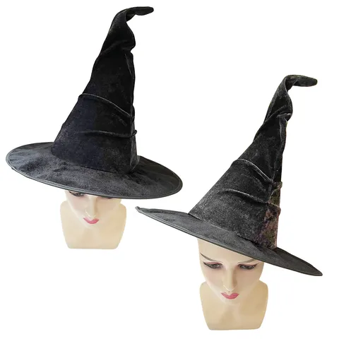 Chapeau de Sorcière Halloween Tissu Non Tissé Chapeau Pointu Sorcier Pour Cosplay Fête Costumée Accessoires