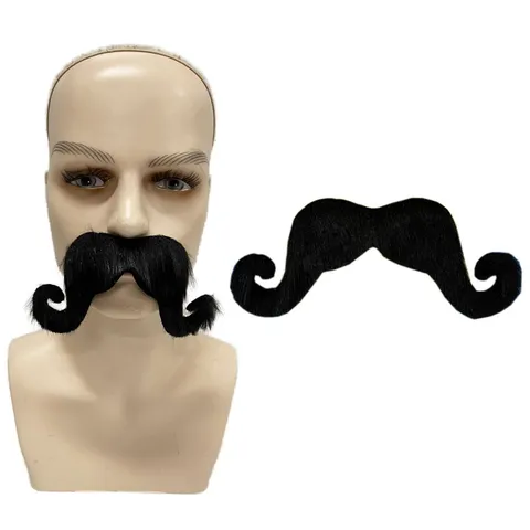Baffi Finti di Novità di Halloween Barba Finta Arricciata Autoadesiva di Simulazione Per Gli Oggetti di Scena del Partito del Costume del Detective del Pirata