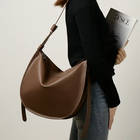 Borsa Tote Casual in Pelle Morbida Grande Capacità Pendolarismo Borsa a Tracolla Moda Hobo Borsa per Donne