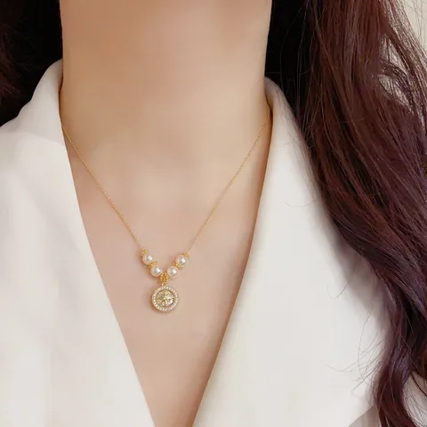 Elegant Copper Rhinestone Star Pendant Choker Necklace Gold Plated Artificial Pearl Clavicle Chain For Women Simple Light Luxury Style Daily Daily Decoration Accessory