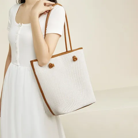 Grande Capacità Donna Borsa a Tracolla Moda Lavoro Borsetta Casual Secchiello Intrecciato Borsa Tote in Pelle PU