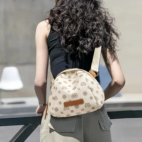 Borsa a Tracolla da Donna con Motivo Monogramma Retro in Pelle Sintetica Borsa a Mano Casuale Quotidiana
