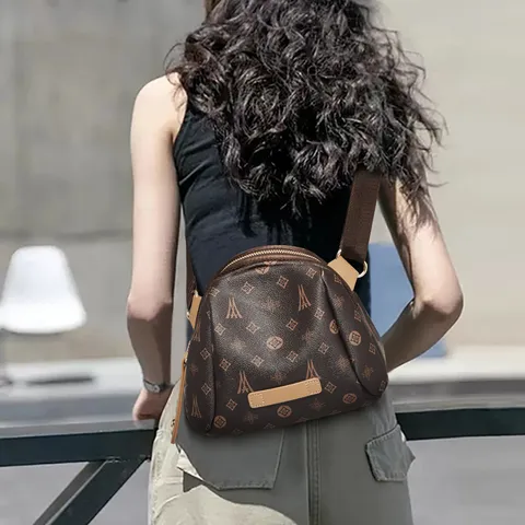Borsa a Tracolla da Donna con Motivo Monogramma Retro in Pelle Sintetica Borsa a Mano Casuale Quotidiana