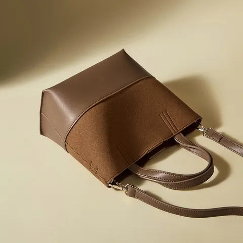 Borsa Secchiello in Pelle PU da Donna Retro Casual Cuciture Borsa a Tracolla Borsa a Mano Moda