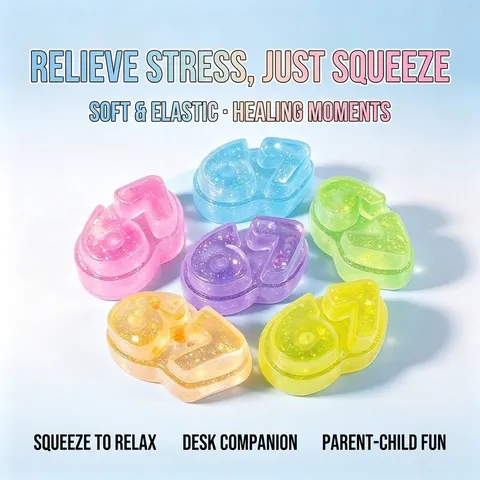 Buntes Squishy Nummer 67 Stressabbau Spielzeug TPR Weiches Squeeze Sensorisches Spielzeug Für Kinder Erwachsene Party Mitbringsel