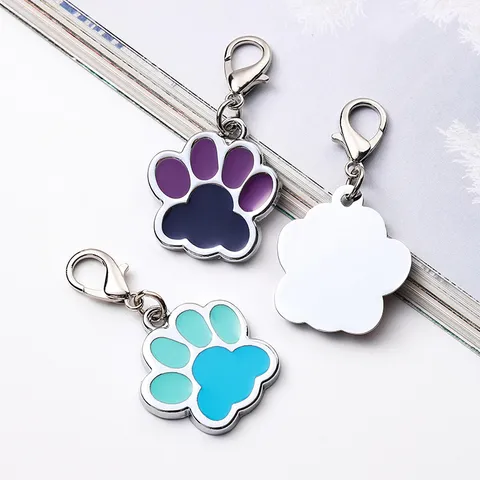 Placa de Identificación para Mascotas de Aleación de Zinc Colgante para Collar de Perro y Gato Antipérdida Huella Linda