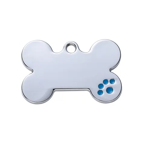 Placa de Identificación para Mascotas de Aleación de Zinc Lindo Diseño de Hueso con Huella de Pata Colorida Placa de Metal para Gatos y Perros