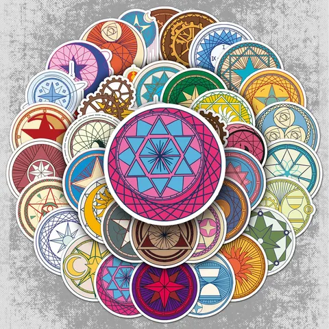 Autocollants Cercle Magique Stickers PVC Imperméables Série Sorcière Pack d'Autocollants Esthétiques pour Bouteille d'Eau Bagages