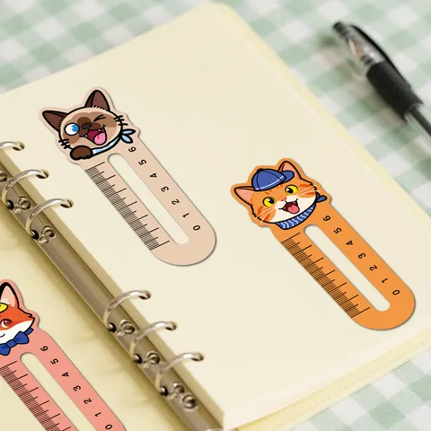 Leuke Tekenfilm Dieren Lineaal Bladwijzers Papier Lezen Pagina Markeringen Met Meetgraad Voor School Studenten Kantoorbenodigdheden