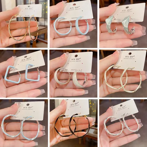 Summer New Enamel Hoop Earrings Geometric Copper Real Gold Plated Sweet Fresh Colorful Stud Earrings With 925 Sterling Silver Earring Post Elegant Universal Office Daily Earrings For Women Jewelry Gift
