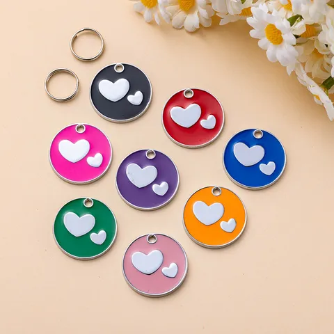 Zinc Alloy Pet ID Tag With Cute Heart Pattern Anti Lost Dog Cat Name Tag Metal Pet Accessory For Pets