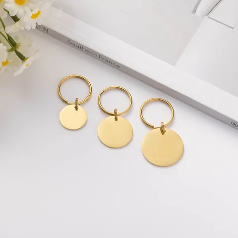 Placa de Identificación para Mascotas de Acero Inoxidable Redonda Perro Gato Colgante Antiperdida Accesorio Metálico Liso para Perros Gatos