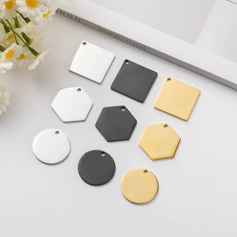 Stainless Steel Dog ID Tag Multi Shape Blank Pet Name Tag Anti-Loss Collar Pendant For Dogs Cats Pet Supplies