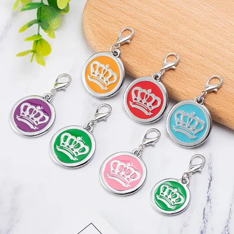 Placa de Identificación para Mascotas de Aleación de Zinc Forma de Corona Colgante de Collar para Cachorro Gato Lindo Accesorios Decorativos de Moda