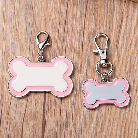 Zinklegering Huisdier ID-Tag Schattige Botvorm Metalen Hondenpenning Puppy Identificatie Hanger Kleurrijke Rand Huisdier Ketting