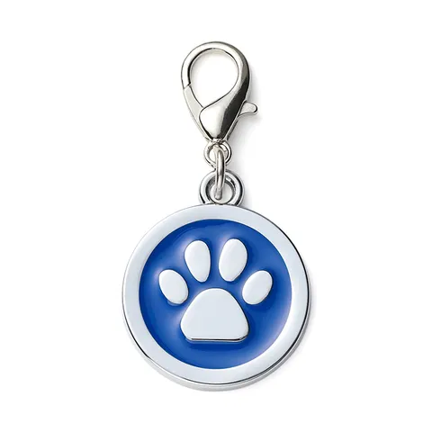 Placa de Identificación Redonda de Aleación de Zinc para Mascota Colgante Antipérdida con Diseño de Huella de Pata Epoxi Accesorio Lindo para Perros y Gatos