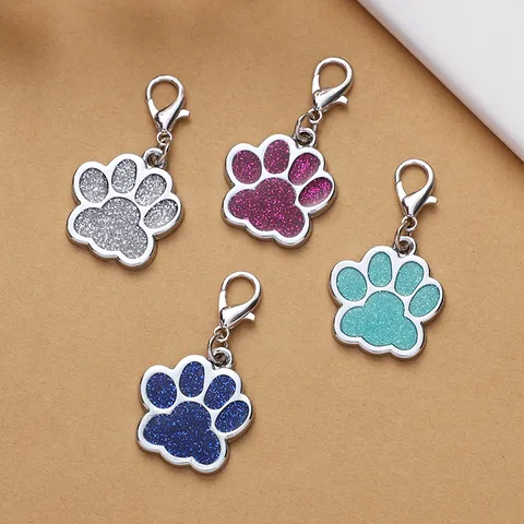 Placa de Identificación para Mascotas de Aleación de Zinc Brillo Lindo Huella de Pata