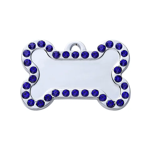 Placa de Identificación para Mascotas de Hueso con Strass Colgante de Collar de Perro de Metal Antipérdida Accesorios de Identificación de Cachorro