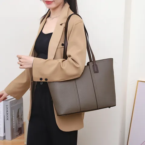 Borsa Tote di Grande Capienza per Donna Vera Pelle Vacchetta Borsa da Commuter Semplice Casual Tracolla