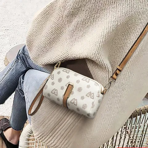 Borsa a Tracolla Piccola da Donna in Pelle PU Monogramma Borsa a Spalla Casual Borsetta per Telefono Con Tracolla Regolabile e Doppie Cerniere