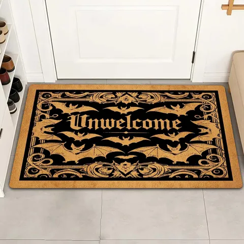 Paillasson d'Halloween Impression Chauve-souris Citrouille Tapis de Sol Antidérapant Imperméable Tapis de Bienvenue Décor Intérieur Extérieur