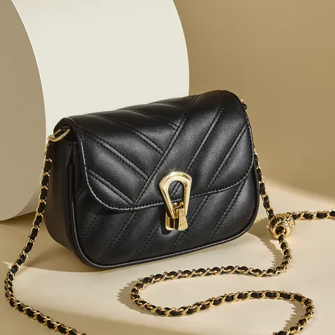 Borsa a Tracolla Trapuntata da Donna in Pelle Sintetica Piccola Borsa a Tracolla Quadrata Stile Designer di Lusso Borsa con Patta a Catena