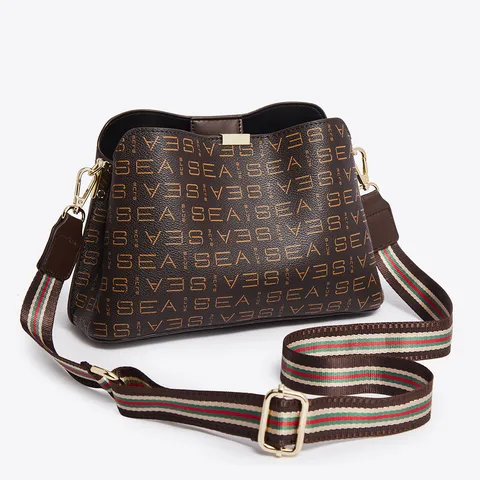 Borsa a Secchiello in Pelle Sintetica da Donna Vintage Commuting Tracolla Moda Stampato Borsa a Mano Casual Borsa a Spalla