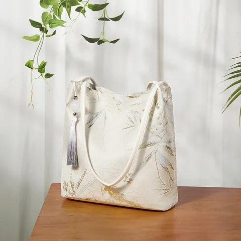 Nuovo Stile Cinese Motivo Floreale Tessuto Borsa Tote Grande Capacità Fuorisede Borsa a Tracolla Donna Borsa Casual