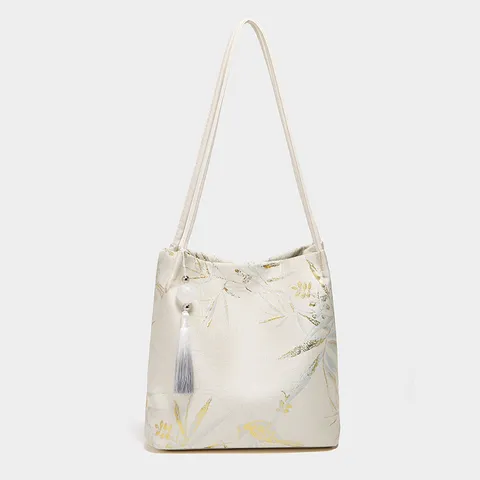Nuovo Stile Cinese Motivo Floreale Tessuto Borsa Tote Grande Capacità Fuorisede Borsa a Tracolla Donna Borsa Casual