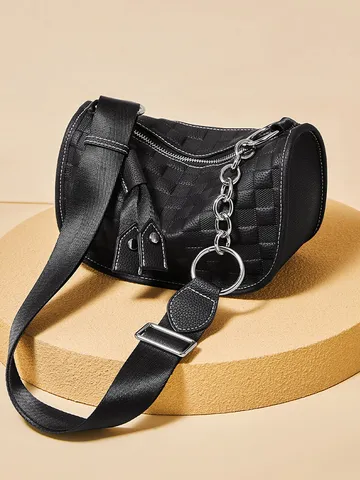 Borsa Tote in Pelle di Mucca da Donna Moda Minimalista Urbano Borsa a Cuscino Catena Spalla Tracolla Grande Capacità Borsa a Mano