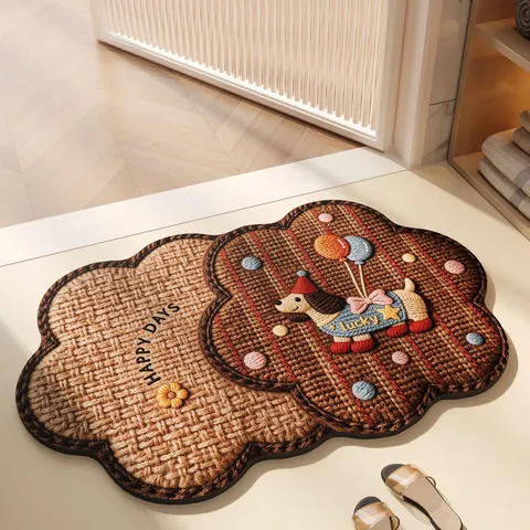 3D Cartoon Diatomite Bath Mat Absorbent Anti Slip Floor Mat Cute Floral Animal Print Doormat For Bathroom Entryway