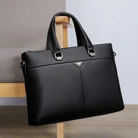 Borsa Portadocumenti da Lavoro in Vera Pelle per Uomo Borsa per Laptop Grande Capacità Borsa a Tracolla da Commuter