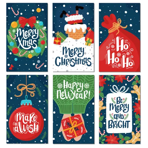 Christmas Greeting Cards Merry Christmas Thank You Cards Holiday Gift Decoration Cards Coated Paper Printed Design For Party
