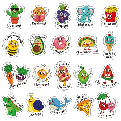 Kids Reward Stickers Waterproof Self-Adhesive Cute Cartoon English Encouragement Praise Sticker Labels For School Notebook