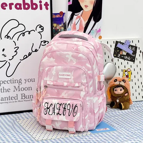 Women Girl Large Capacity Student School Backpack Preppy Style Camouflage Nylon Backpack Casual Travel Waterproof Bookbag