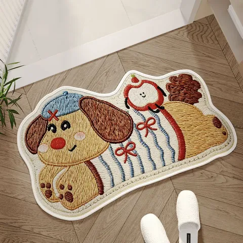 Cartoon Animal Diatomite Bath Mat Non Slip Absorbent Floor Mat Cute Bear Dog Cat Pattern Washable Carpet For Bathroom