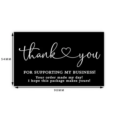 Black Thank You Cards For Business Gift Packaging Greeting Message Cards Small Business Supplies Assorted Styles