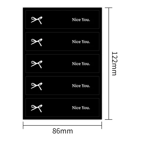 Minimalistisch Zwart Witte Strip Afdichting Sticker Nice You Strik Etiket Sticker Voor Bakkerij Dessert Drank Verpakking