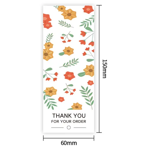 Minimalist Floral Thank You Sealing Stickers Rectangle Coated Paper Adhesive Labels For Gift Box Package Wrapping Decor