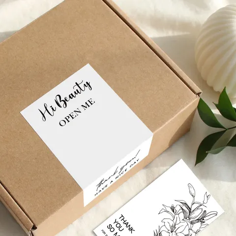 Minimalist Rectangular Thank You Seal Stickers Adhesive Packing Labels For Mail Box Packaging
