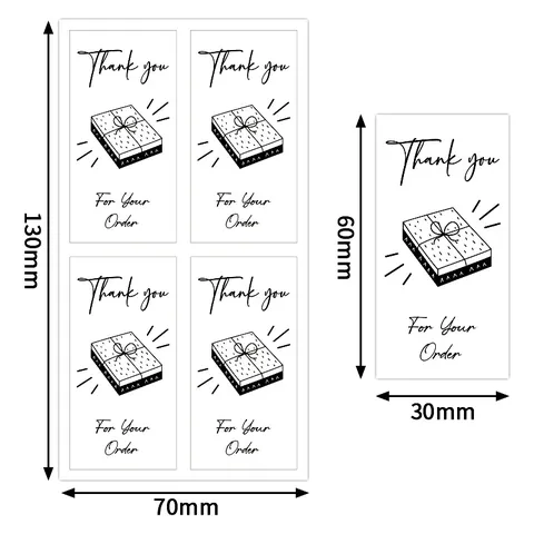 Minimalist Black And White Thank You Stickers For Gift Packaging Envelope Sealing Self Adhesive Paper Labels Decor