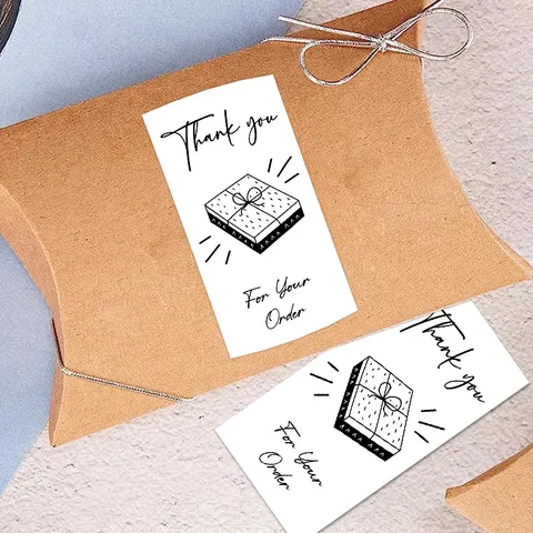 Minimalist Black And White Thank You Stickers For Gift Packaging Envelope Sealing Self Adhesive Paper Labels Decor
