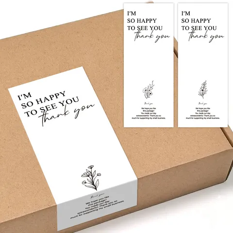 Minimalist Floral Thank You Stickers Rectangle Sealing Stickers For Gift Wrapping Packaging Decor Business Label
