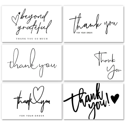 Minimalist White Thank You Greeting Cards Art Paper Gift Packaging Message Notes For Small Business Orders