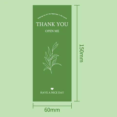 Green Thank You Packing Stickers Rectangle Sealing Labels For Gift Box Express Package Decorative Stationery Supply