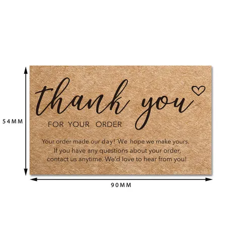 Kraft Paper Thank You Cards Business Order Appreciation Notes Handwritten Blank Postcards Greeting Cards