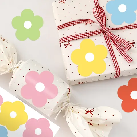Cute Colorful Floral Sealing Stickers Ins Style Macaron Flower Decorative Labels For Gift Packaging And Biscuit Dessert