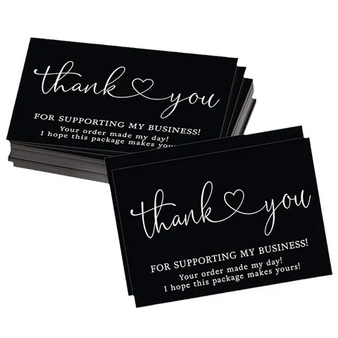Black Thank You Cards For Business Gift Packaging Greeting Message Cards Small Business Supplies Assorted Styles